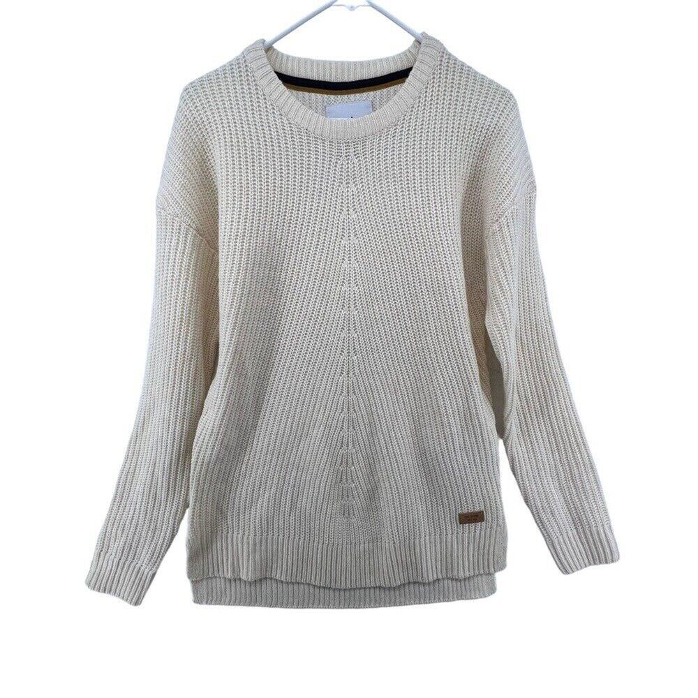 EDC Brand Sweater Size Medium Cream Cable Knit Acrylic Wool Crew Neck